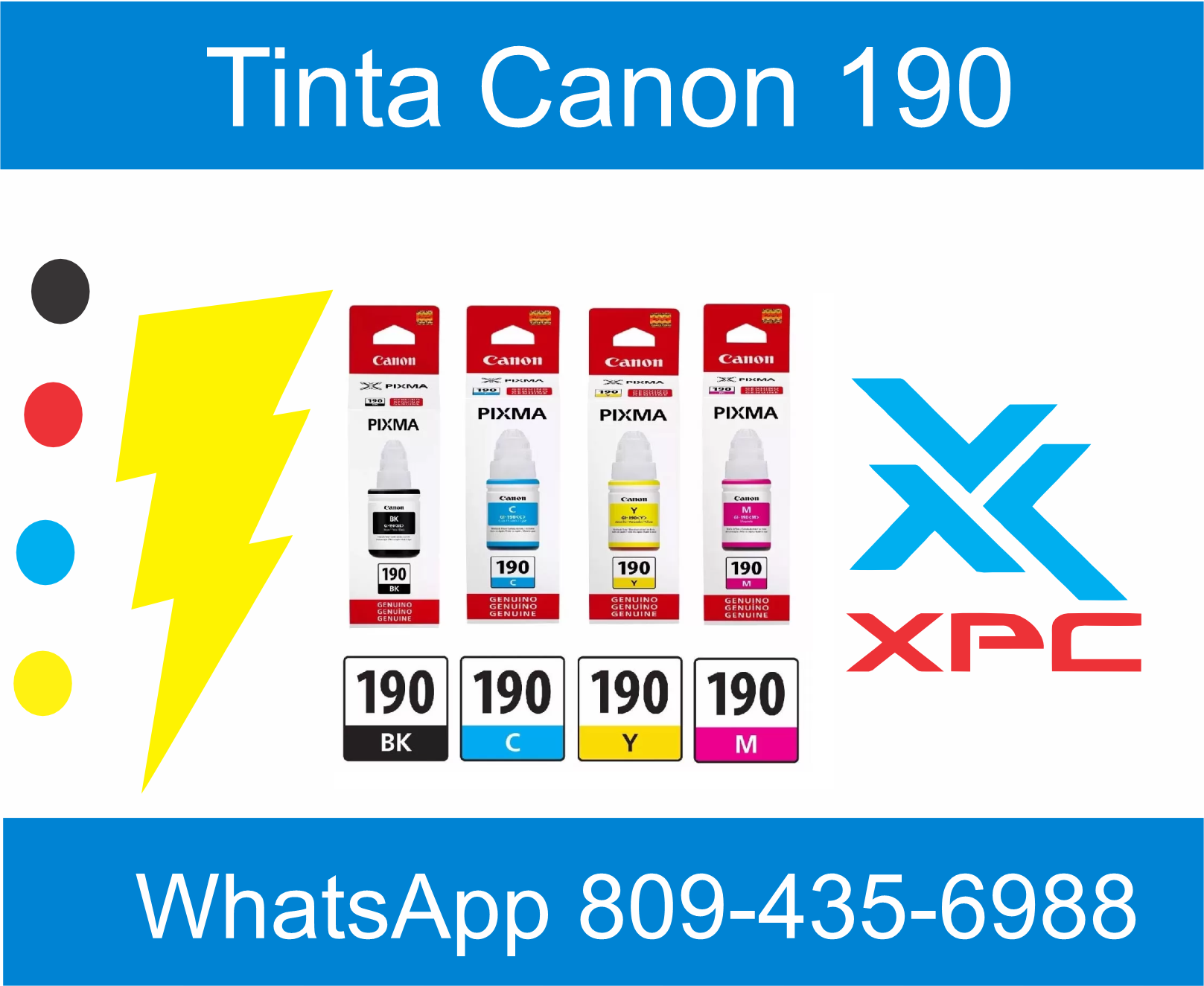 Botellas de tinta canon GI-190